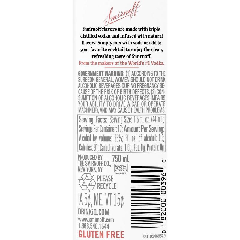 slide 7 of 8, Smirnoff Raspberry Flavored Vodka - 750ml Bottle, 750 ml