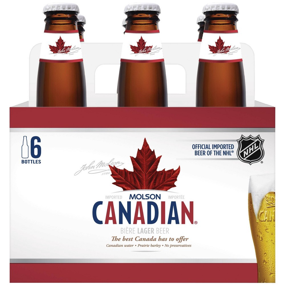 slide 3 of 5, Molson Canadian Lager Beer - 6pk/11.5 fl oz Bottles, 6 ct; 12 fl oz