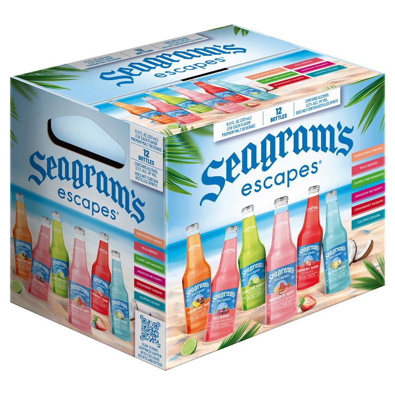 slide 2 of 7, Seagram's Escapes Malt Beverage Variety Pack - 12pk/12 fl oz Bottles, 12 ct; 12 fl oz