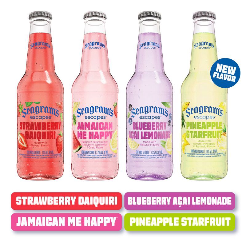 slide 2 of 8, Seagram's Escapes Malt Beverage Variety Pack - 12pk/12 fl oz Bottles, 12 ct; 12 fl oz