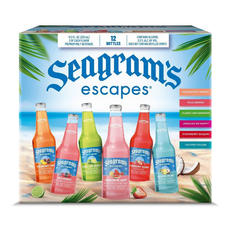 slide 3 of 7, Seagram's Escapes Malt Beverage Variety Pack - 12pk/12 fl oz Bottles, 12 ct; 12 fl oz