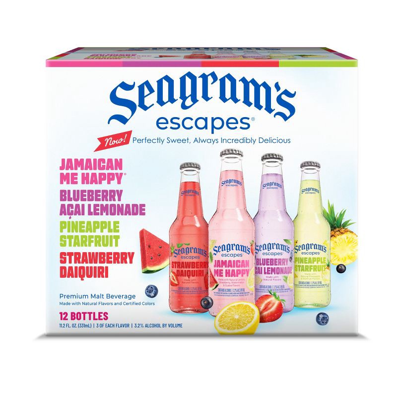 slide 4 of 8, Seagram's Escapes Malt Beverage Variety Pack - 12pk/12 fl oz Bottles, 12 ct; 12 fl oz
