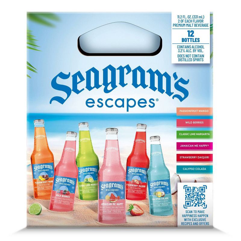 slide 4 of 7, Seagram's Escapes Malt Beverage Variety Pack - 12pk/12 fl oz Bottles, 12 ct; 12 fl oz