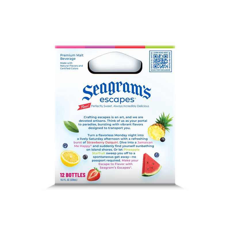 slide 5 of 8, Seagram's Escapes Malt Beverage Variety Pack - 12pk/12 fl oz Bottles, 12 ct; 12 fl oz