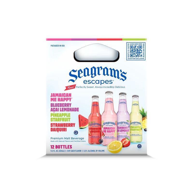 slide 6 of 8, Seagram's Escapes Malt Beverage Variety Pack - 12pk/12 fl oz Bottles, 12 ct; 12 fl oz
