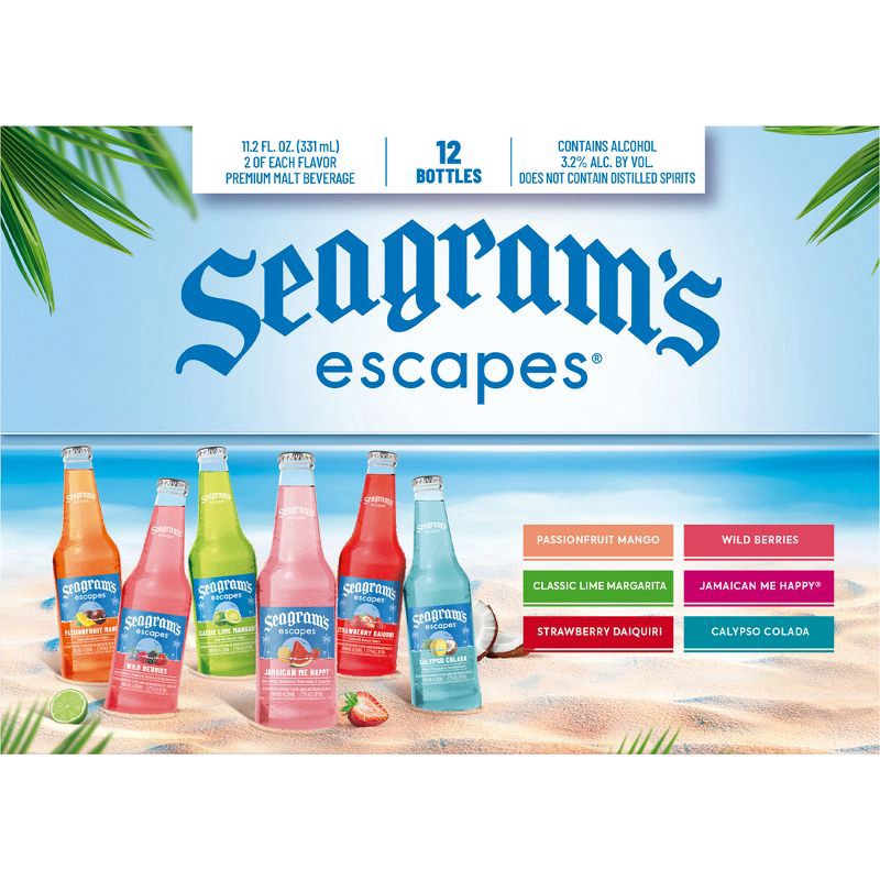 slide 6 of 7, Seagram's Escapes Malt Beverage Variety Pack - 12pk/12 fl oz Bottles, 12 ct; 12 fl oz