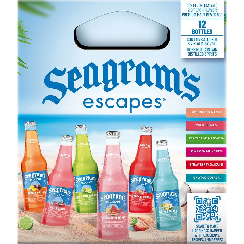 slide 7 of 7, Seagram's Escapes Malt Beverage Variety Pack - 12pk/12 fl oz Bottles, 12 ct; 12 fl oz