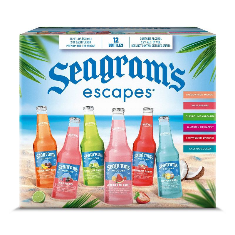 slide 1 of 7, Seagram's Escapes Malt Beverage Variety Pack - 12pk/12 fl oz Bottles, 12 ct; 12 fl oz