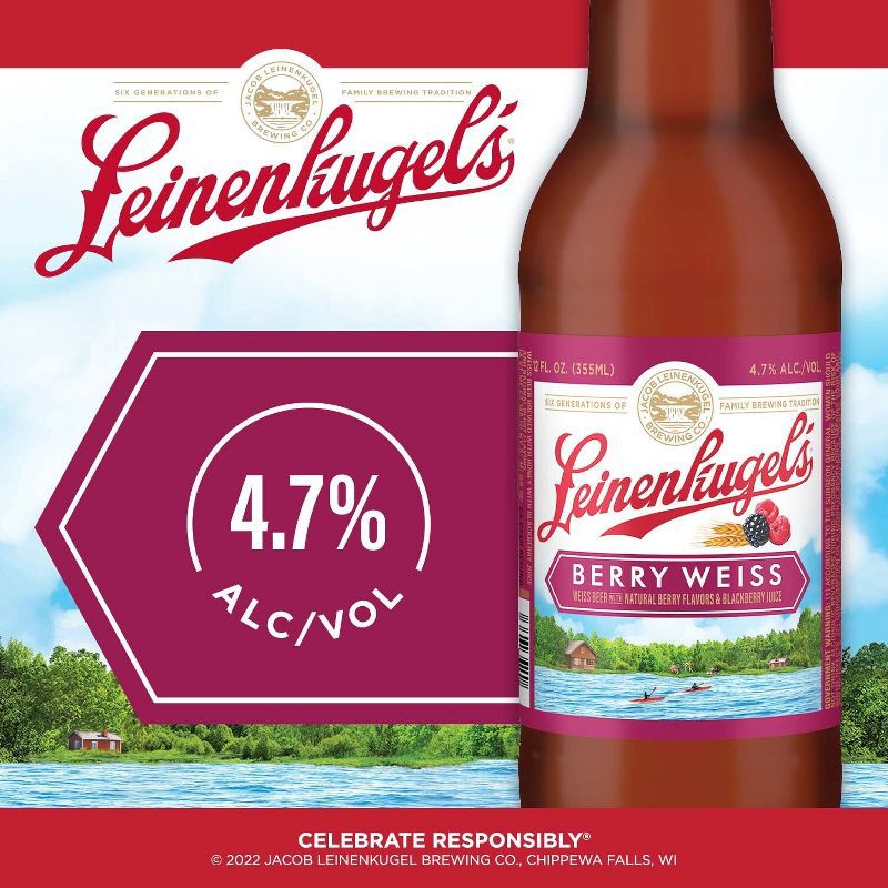 slide 2 of 9, Leinenkugel's Berry Weiss Lager Beer - 6pk/12 fl oz Bottles, 6 ct; 12 fl oz