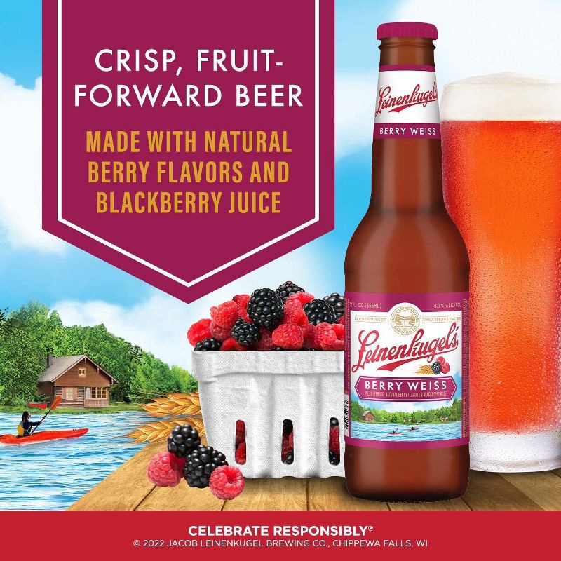 slide 3 of 9, Leinenkugel's Berry Weiss Lager Beer - 6pk/12 fl oz Bottles, 6 ct; 12 fl oz