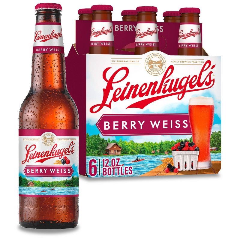 slide 1 of 9, Leinenkugel's Berry Weiss Lager Beer - 6pk/12 fl oz Bottles, 6 ct; 12 fl oz