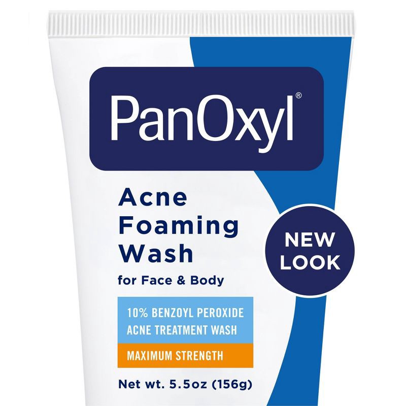 slide 1 of 8, PanOxyl Maximum Strength Antimicrobial Acne Foaming Wash for Face, Chest and Back with 10% Benzoyl Peroxide - Unscented - 5.5oz, 5.5 oz