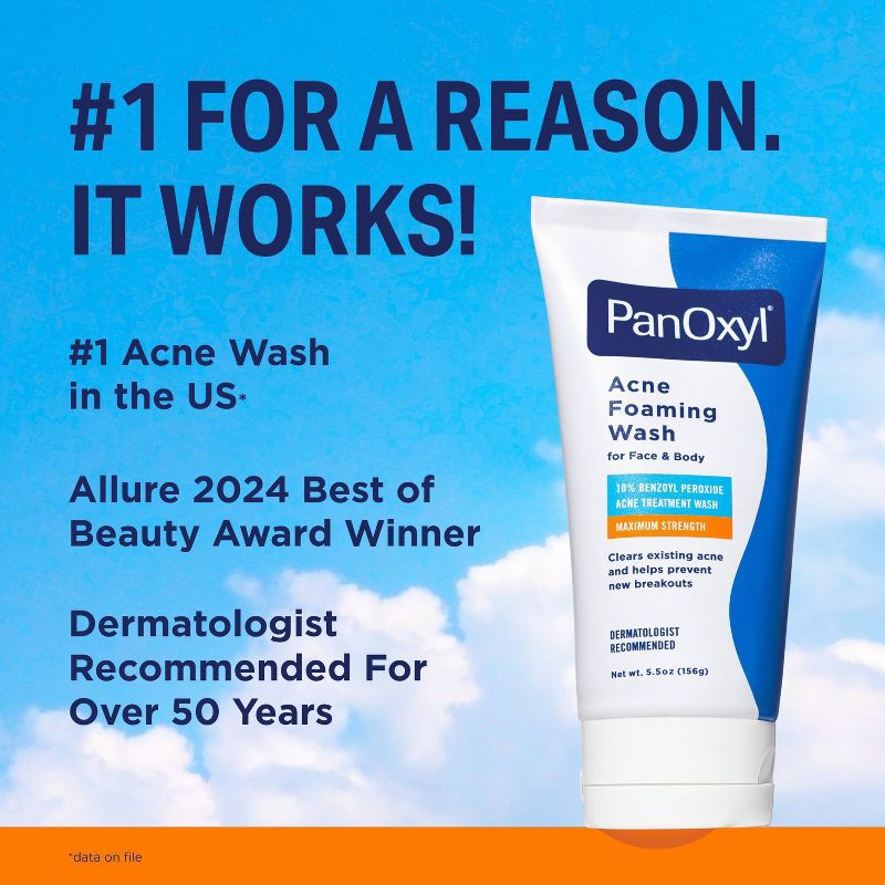 slide 3 of 9, PanOxyl 10% Benzoyl Peroxide Acne Foaming Wash - 5.5oz, 5.5 oz