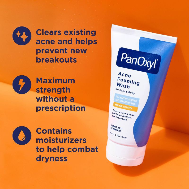 slide 7 of 9, PanOxyl 10% Benzoyl Peroxide Acne Foaming Wash - 5.5oz, 5.5 oz