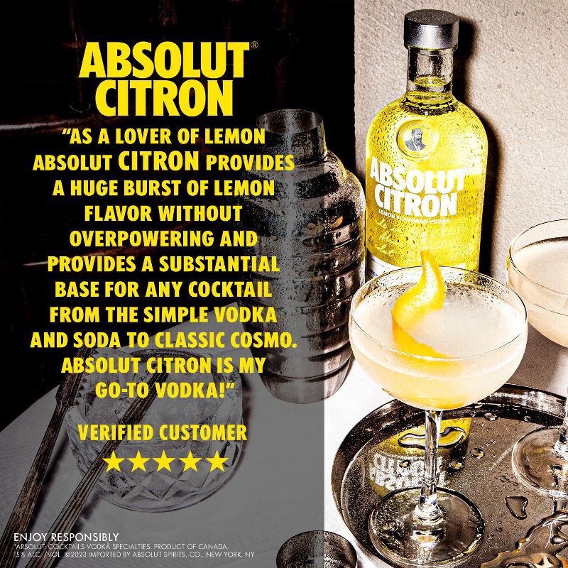 slide 4 of 6, Absolut Citron Vodka - 750ml Bottle, 750 ml