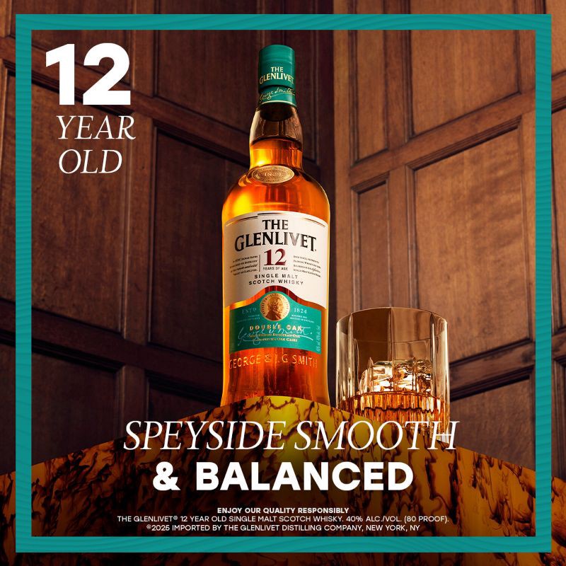 slide 3 of 9, The Glenlivet 12yr Single Malt Scotch Whisky - 750ml Bottle, 750 ml