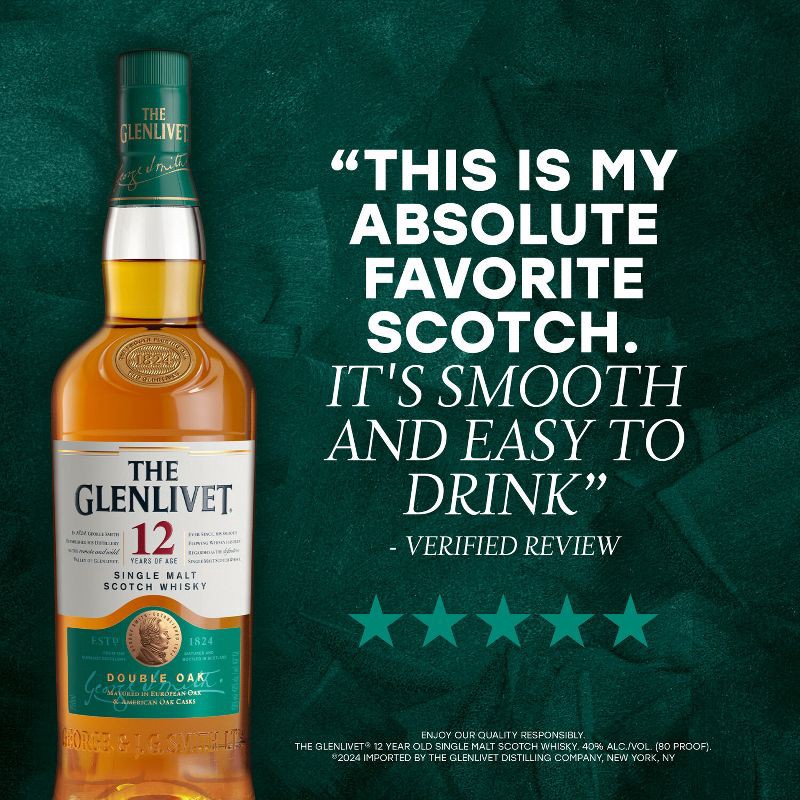 slide 4 of 9, The Glenlivet 12yr Single Malt Scotch Whisky - 750ml Bottle, 750 ml