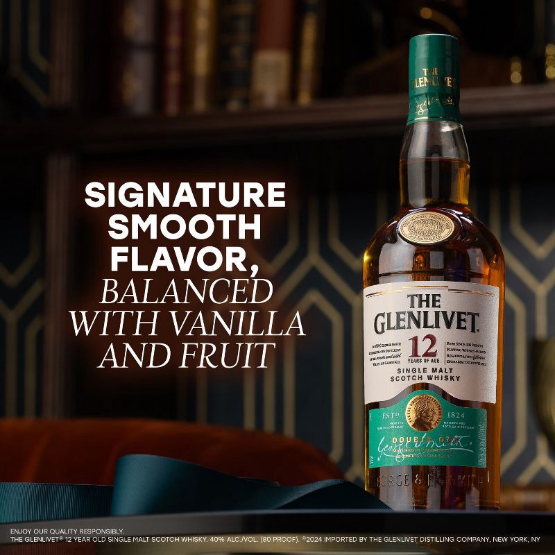 slide 5 of 9, The Glenlivet 12yr Single Malt Scotch Whisky - 750ml Bottle, 750 ml
