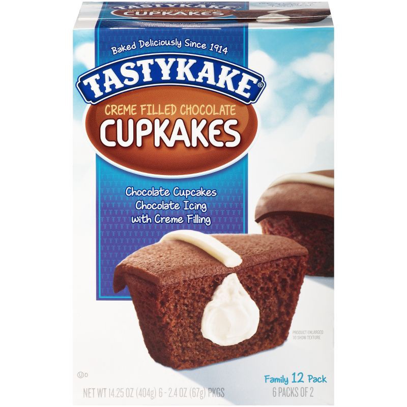 slide 1 of 15, Tastykake Creme Filled Chocolate Cupcakes - 14.25oz/12pk, 14.25 oz, 12 ct