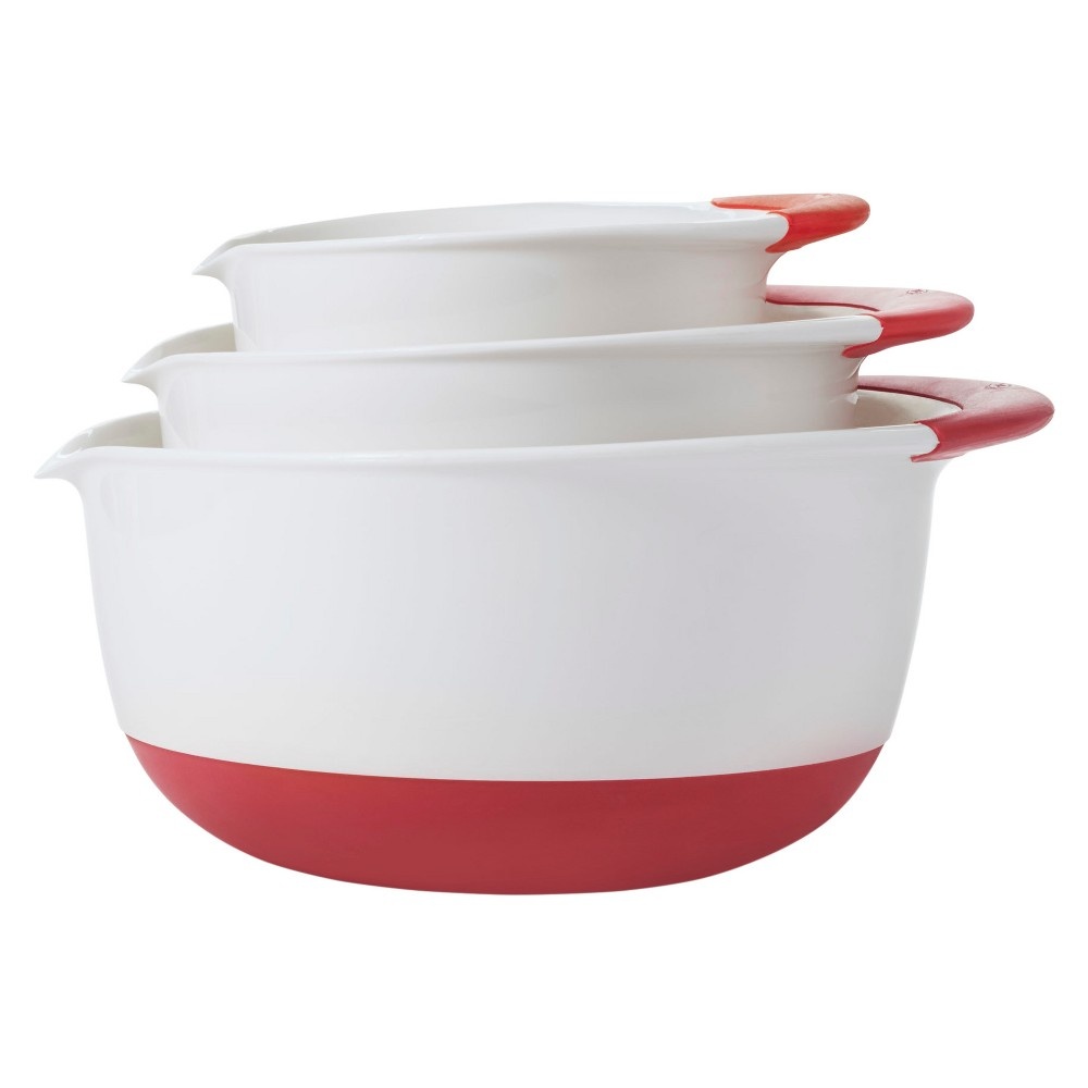 slide 2 of 3, OXO Mixing Bowl Set With Red Handles, 3 ct