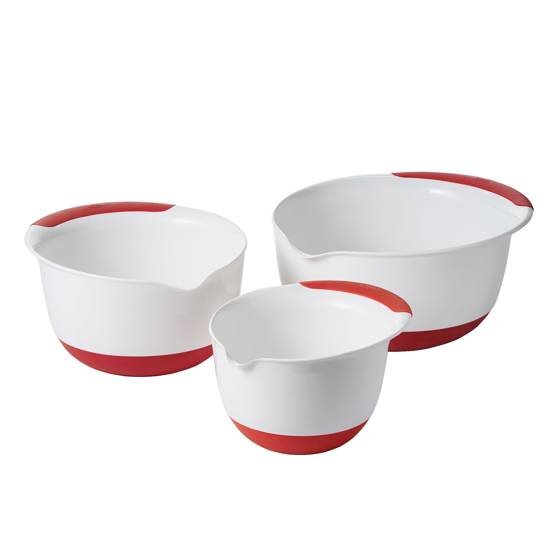 slide 1 of 3, OXO Mixing Bowl Set With Red Handles, 3 ct