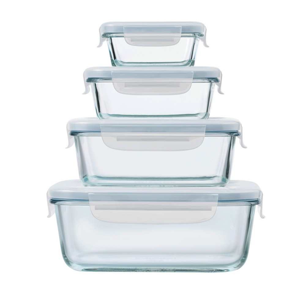 slide 2 of 7, OXO Glass Food Storage Container Set Blue, 8 ct
