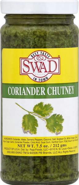 slide 1 of 1, Swad Coriander Chutney, 7.5 oz