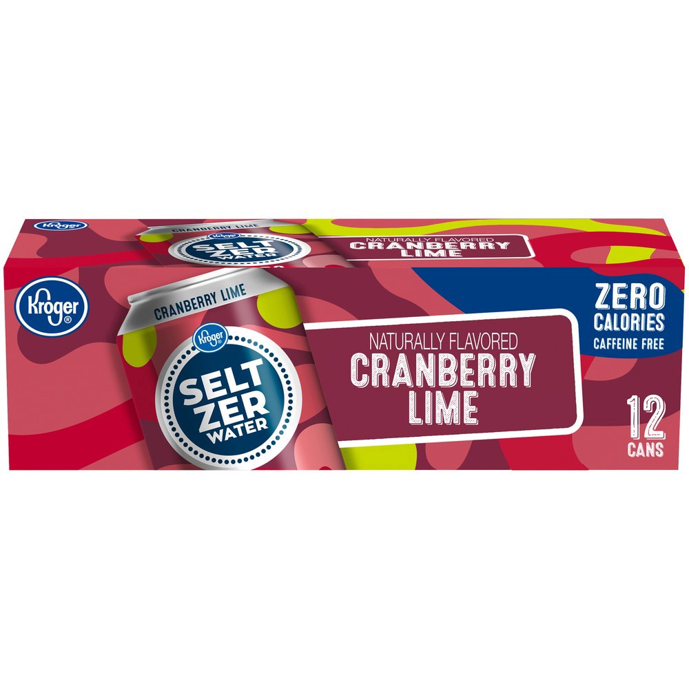 slide 1 of 3, Kroger Cranberry Lime Seltzer Water - 12 ct; 12 fl oz, 12 ct; 12 fl oz