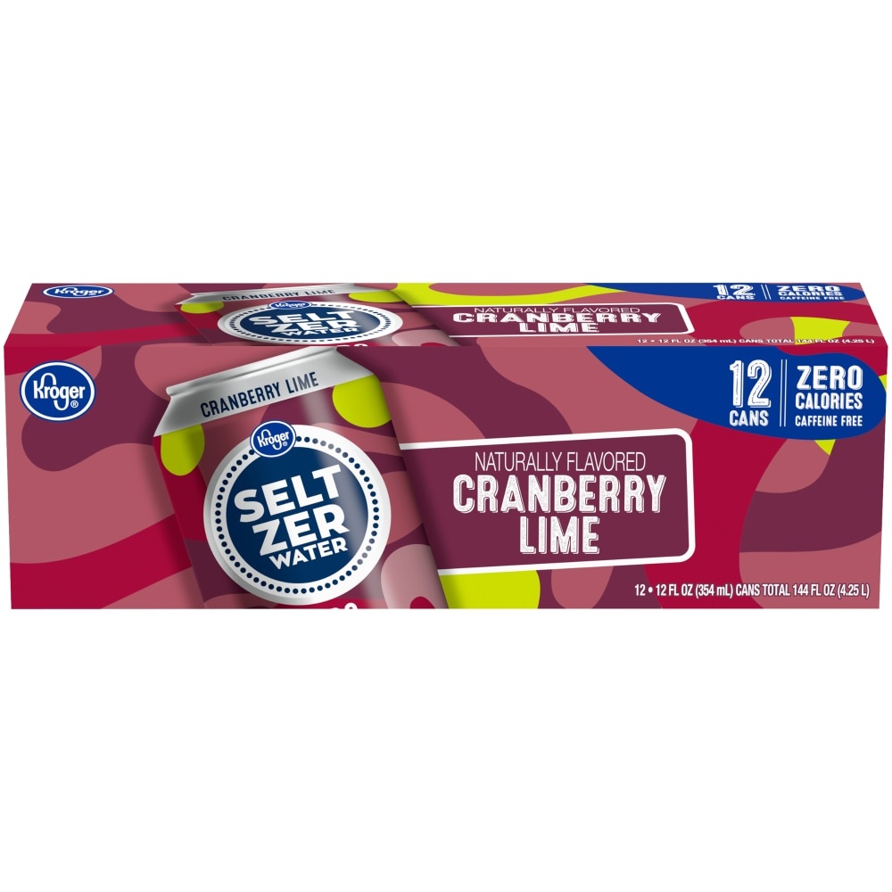 slide 1 of 1, Kroger Cranberry Lime Seltzer Water, 12 ct; 12 fl oz