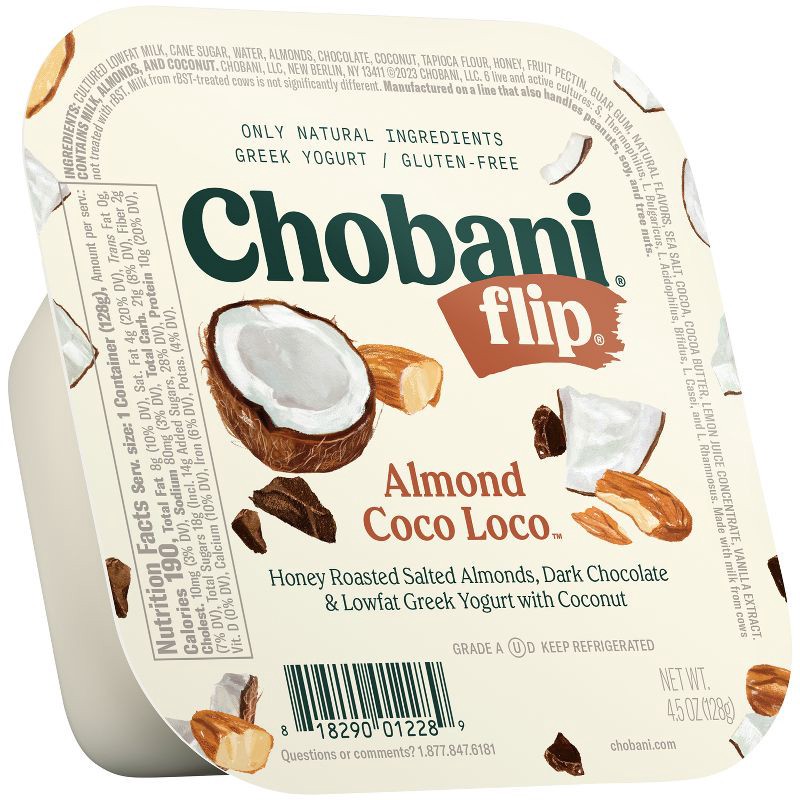 slide 1 of 6, Chobani Flip Almond Coco Loco Low Fat Greek Yogurt - 4.5oz, 4.5 oz