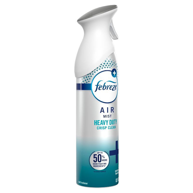 slide 2 of 10, Febreze Air Mist Odor-Fighting Air Freshener Heavy Duty Crisp Clean - 8.1oz, 8.8 oz