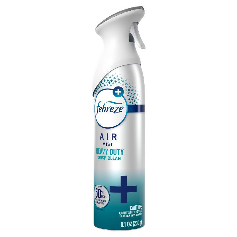 slide 9 of 10, Febreze Air Mist Odor-Fighting Air Freshener Heavy Duty Crisp Clean - 8.1oz, 8.8 oz