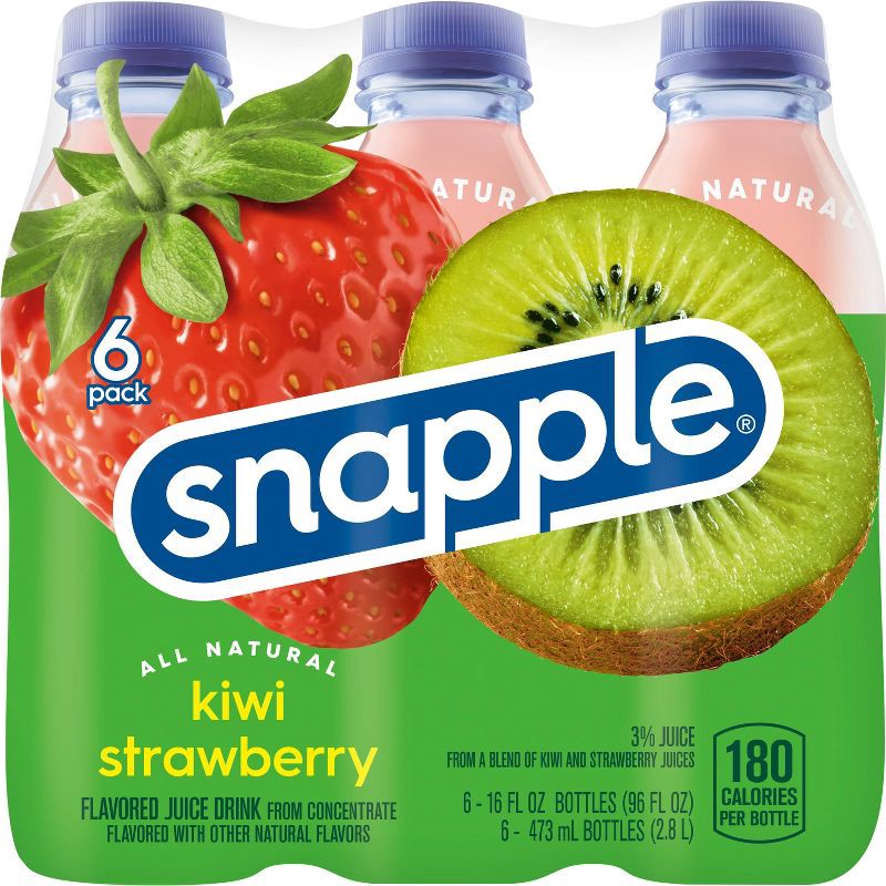 slide 5 of 10, Snapple Kiwi Strawberry Juice Drink - 6pk/16 fl oz Bottles, 6 ct; 16 fl oz