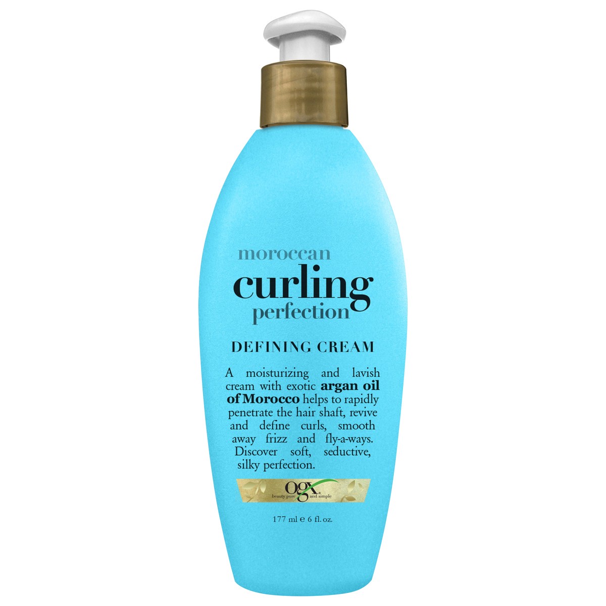 slide 1 of 9, OGX Argan Oil of Morocco Curling Perfection Curl-Defining Cream, Hair-Smoothing Anti-Frizz Cream to Define All Curl Types & Hair Textures, Paraben-Free, Sulfated-Surfactants Free, 6 Ounce, 177 ml