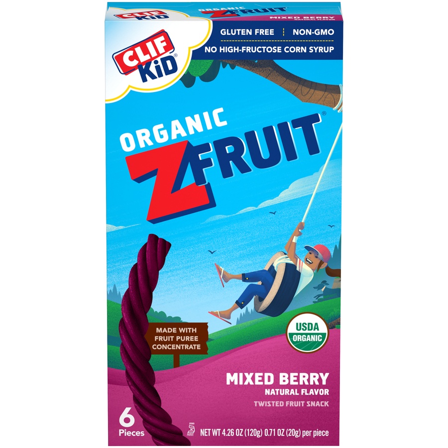 slide 2 of 9, CLIF Kid Organic ZFruit Mixed Berry Fruit Rope Snack, 6 ct