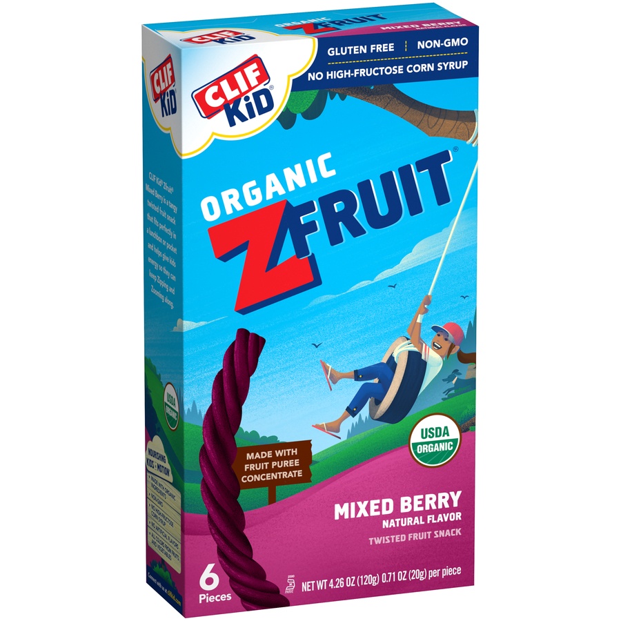 slide 3 of 9, CLIF Kid Organic ZFruit Mixed Berry Fruit Rope Snack, 6 ct