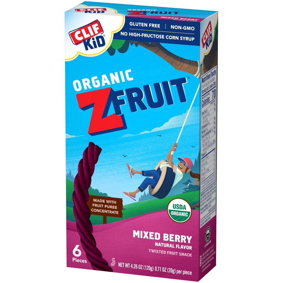 slide 4 of 9, CLIF Kid Organic ZFruit Mixed Berry Fruit Rope Snack, 6 ct