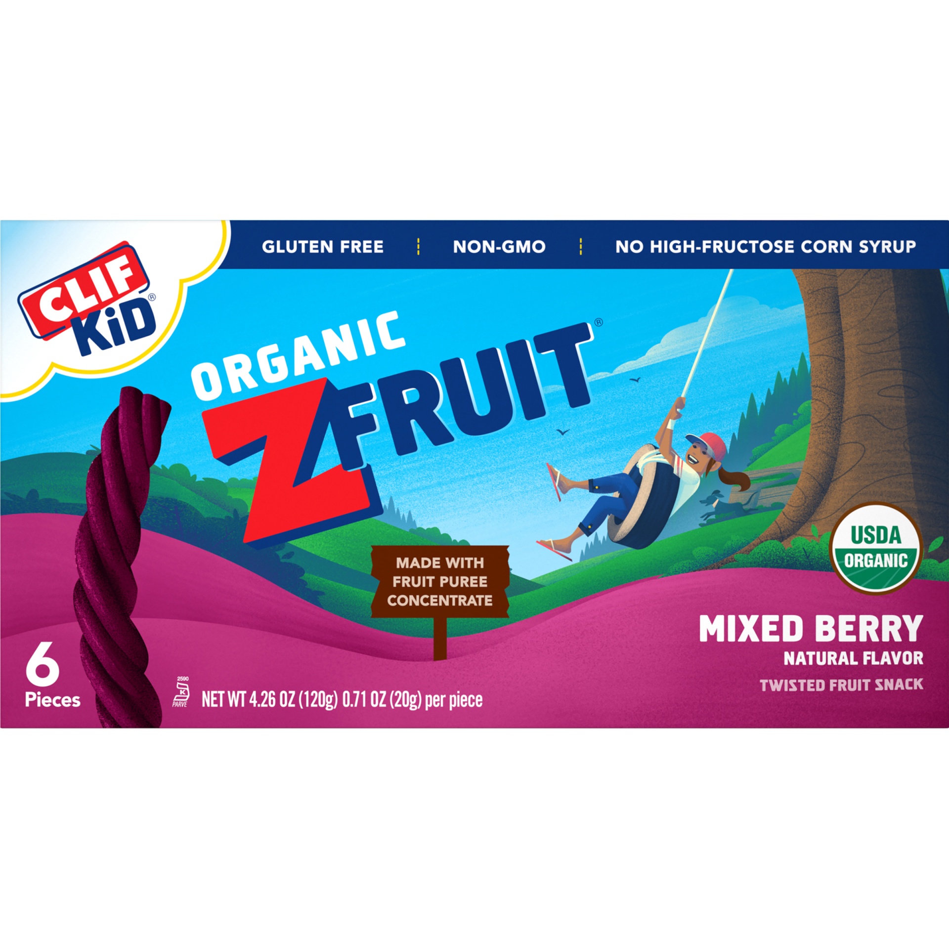 slide 7 of 9, CLIF Kid Organic ZFruit Mixed Berry Fruit Rope Snack, 6 ct