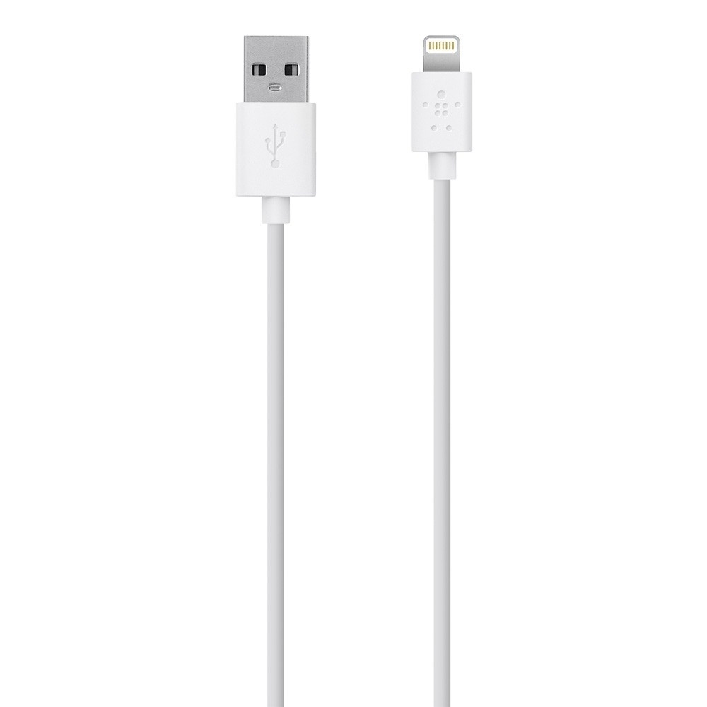 slide 4 of 5, Belkin Boost Up Home Charger With 4-Foot Lightning to USB ChargeSync Cable, White (12 Watt/2.4 Amp), 4 ft