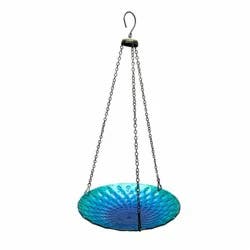 HDO Blue Floral Hanging Birdbath, 10 in