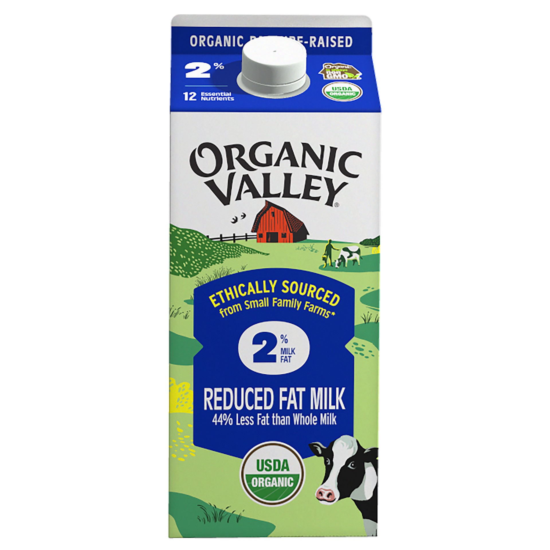 slide 1 of 11, ORGANIC VALLEY 2% (Reduced Fat) Organic Milk - Ultra Pasteurized, 64 oz, 64 oz