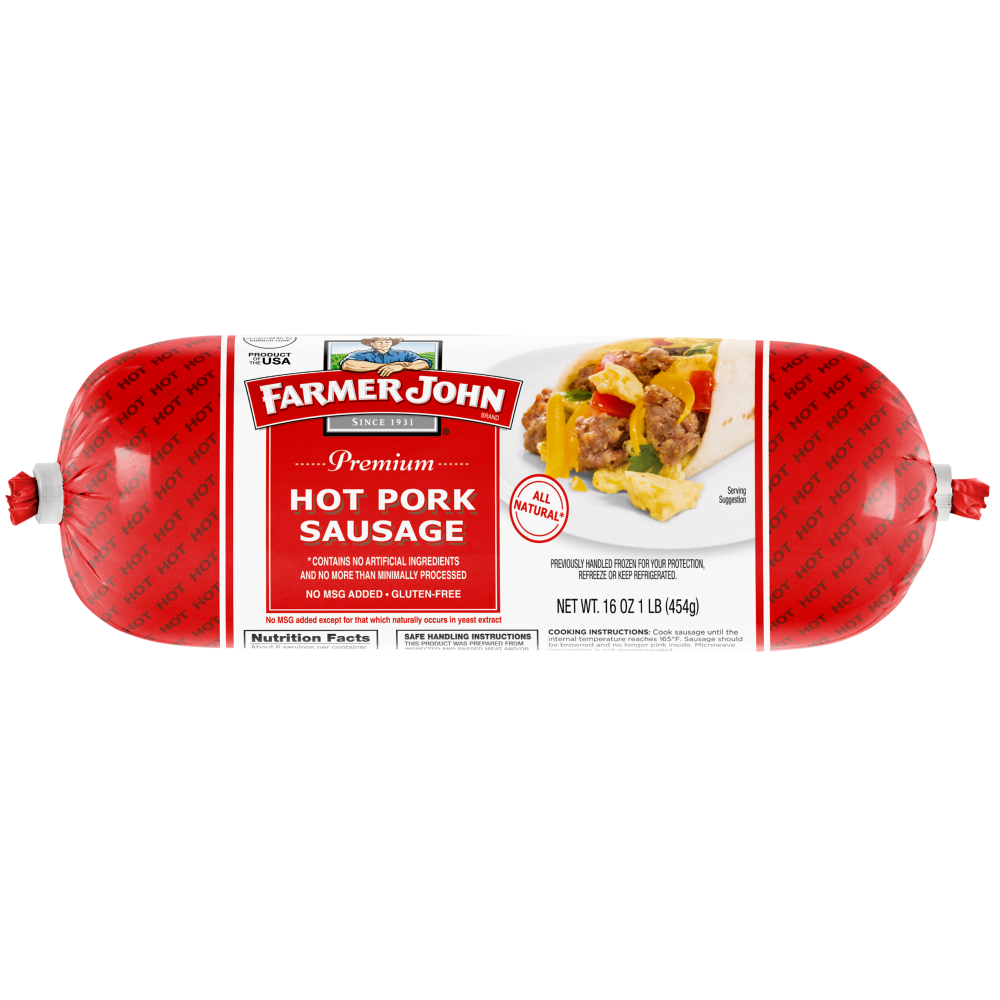 slide 1 of 2, Smithfield Farmer John Premium Hot Pork Frozen Sausage, 16 oz