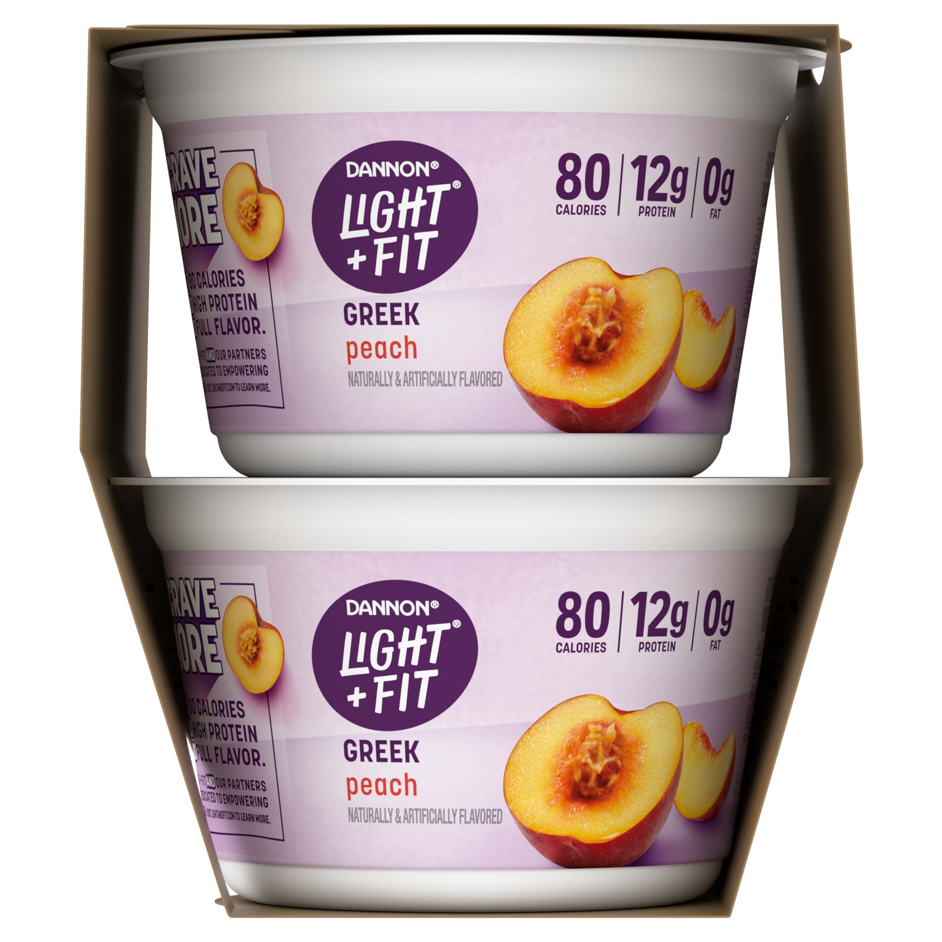 slide 5 of 5, Light + Fit Dannon Light Fit Peach Greek Yogurt, 4 ct; 5.3 oz