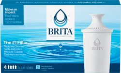 Brita Standard Pitcher and Dispenser Replacement Water Filters, White, 4
