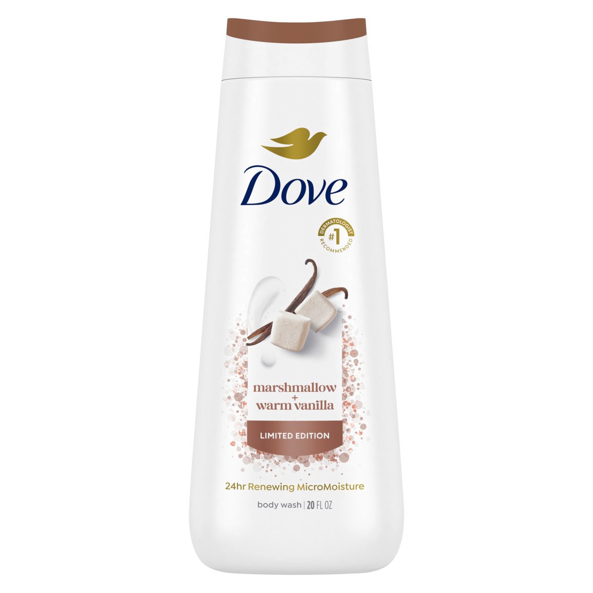slide 1 of 1, Dove Limited Edition Body Wash - Marshmallow & Warm Vanilla, 20 oz