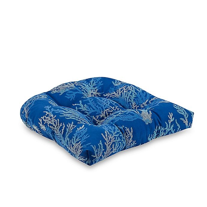 slide 1 of 1, Destination Summer Print Indoor/Outdoor Tufted Cushion - Cobalt Sea Coral, 1 ct