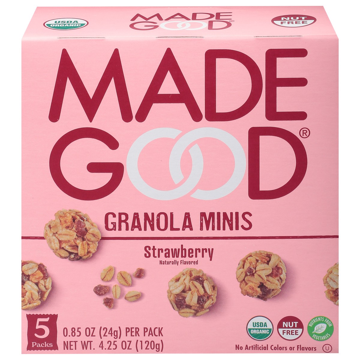 slide 1 of 10, MadeGood Strawberry Granola Minis 5 - 0.85 oz Packs, 5 ct