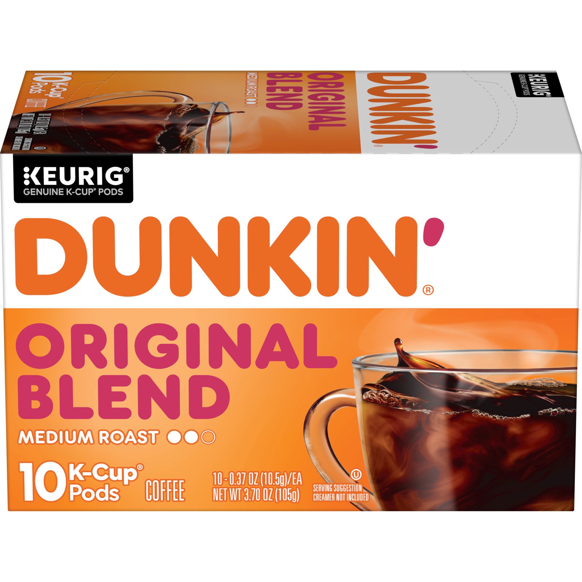 slide 1 of 8, Dunkin' Original Blend Medium Roast Coffee, Keurig K-Cup Pods, 10 Count Box, 10 ct