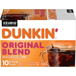 Dunkin'' Dunkin’ Original Blend Medium Roast Coffee, Keurig K-Cup Pods, 10 Count Box