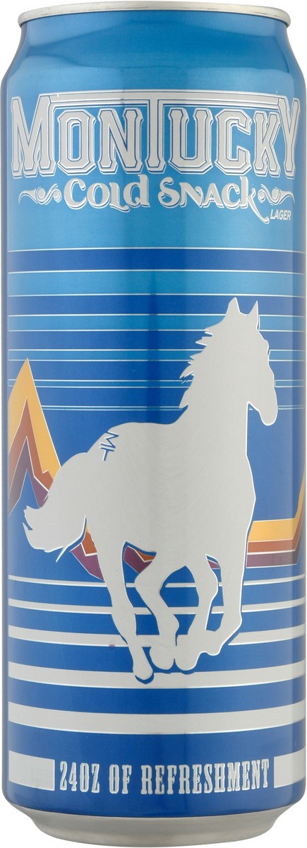slide 5 of 9, Montucky Cold Snacks Lager 24oz Can, 24 fl oz